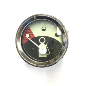 Fuel Gauge White/Red, Chrome Bezel