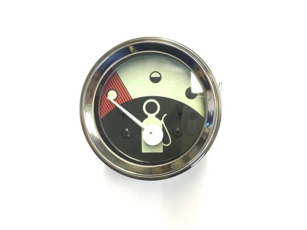 Fuel Gauge White/Red, Chrome Bezel