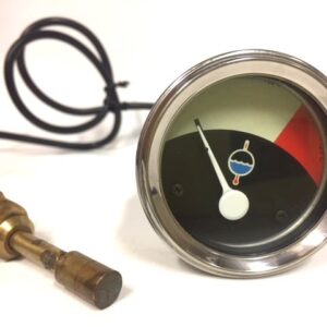 Temp Gauge, Red/White, Chrome Bezel