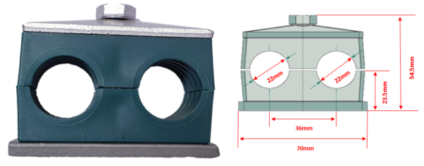 Double Pipe Clamp √Ò 22Mm